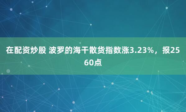 在配资炒股 波罗的海干散货指数涨3.23%，报2560点